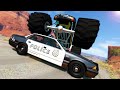 Awesome New Monster Truck Crushes Police Cars! - BeamNG Gameplay & Crashes - Cop Escape