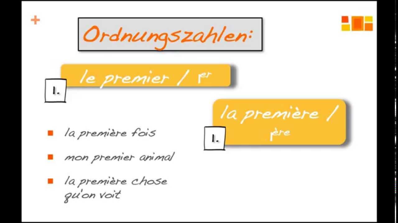 le premier, la première, ... (Ordnungszahlen im Französischen) - YouTube