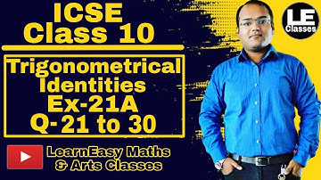 Trigonometrical identities | ICSE class 10 maths Trigonometry Ex-21a | Concise mathematics Selina