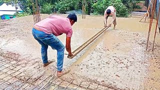 Manual Concrete Slab Construction | House Roof Concrete Work👷‍♂️