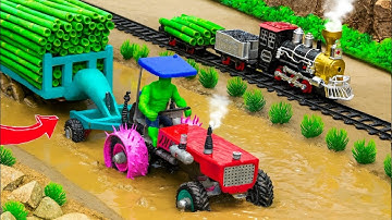 DIY TRACTOR is stuck in the mud with tractor mud rescue videos / BRICK HEAVY TRUCK diy