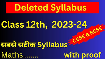 Ncert Class 12 Maths New Syllabus 2023-24 | Deleted Syllabus Class 12 maths 2023-24 | CBSE and RBSE