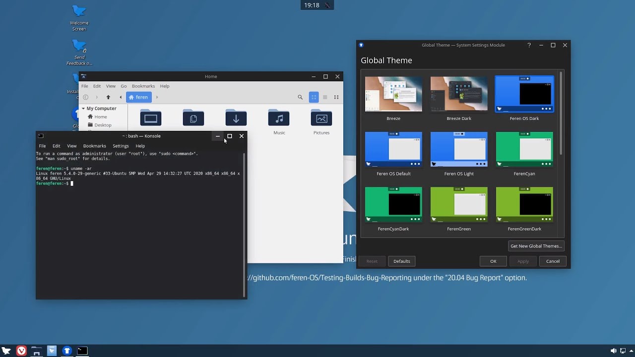 Feren OS alpha on Ubuntu 20.04 base