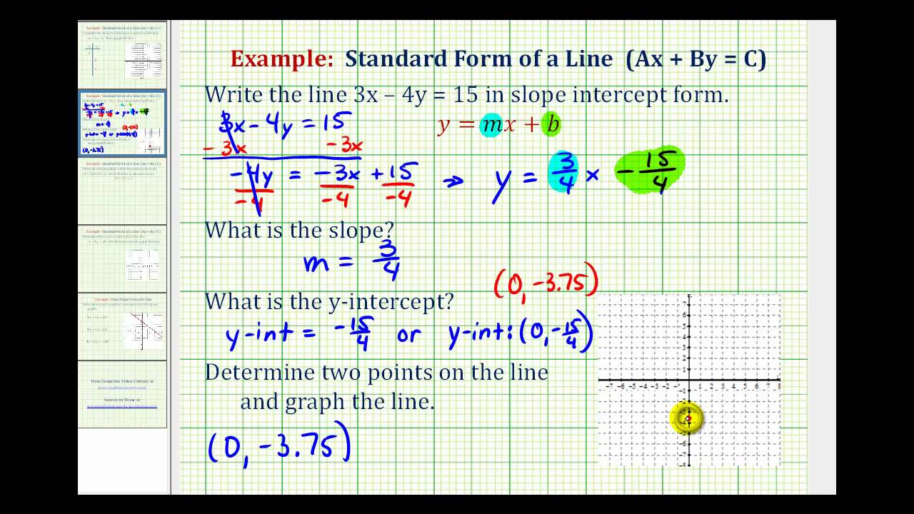 Ex 2: Given Linear Equation in Standard Form, Write in Slope-Intercept Form to Graph - YouTube