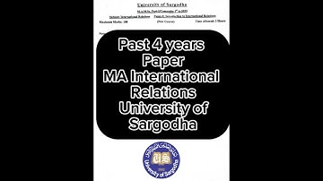 MA International Relations - Past Papers 2020 - 23 | University of Sargodha #universityofsargodha