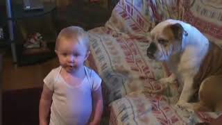 Baby Argues With Bulldog