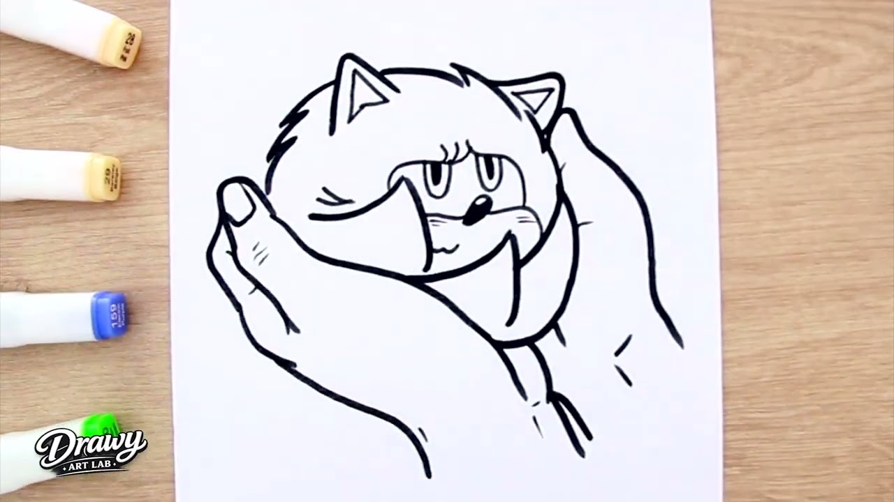 Drawing Sonic the Hedgehog Held in Human Hands | Concept Art with Markers