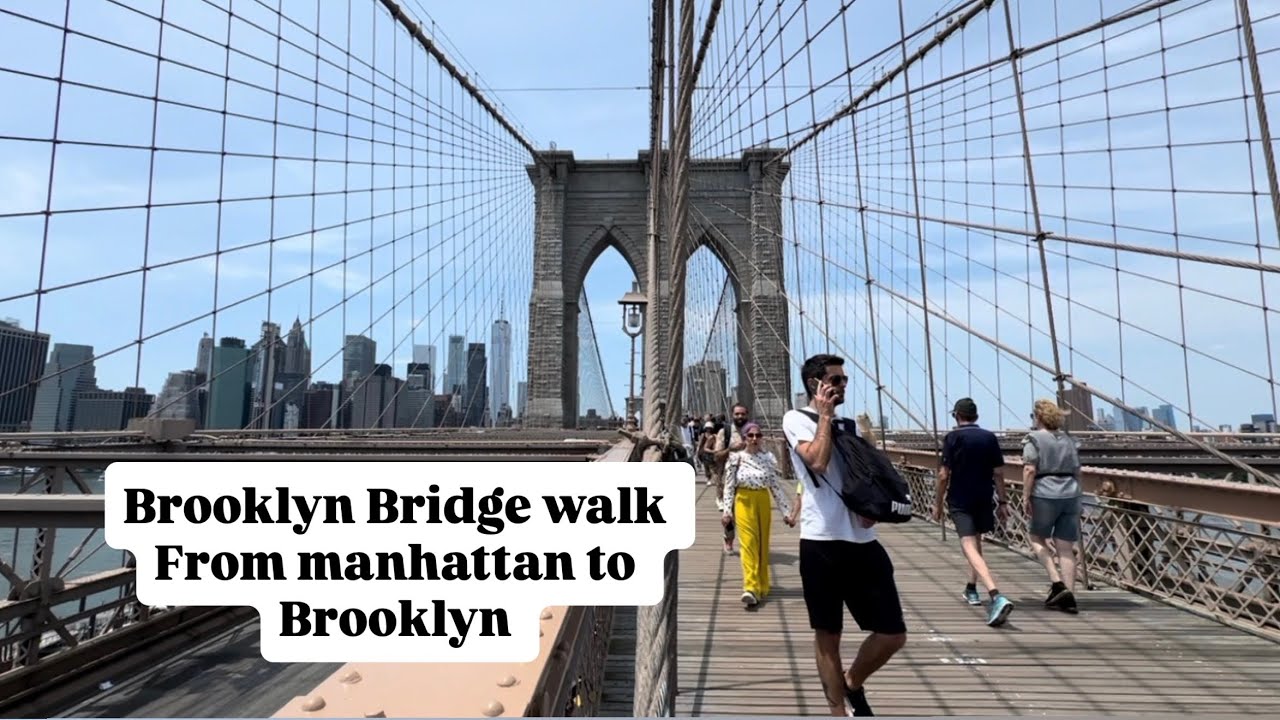 NYC, Brooklyn bridge walk from manhattan side over to Brooklyn 