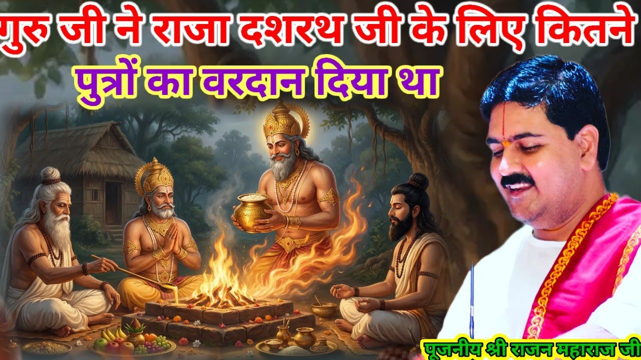 गुरु जी ने राजा दशरथ जी के लिए कितने पुत्रों का वरदान दिया था पूजनीय श्री राजन महाराज जी राम कथा