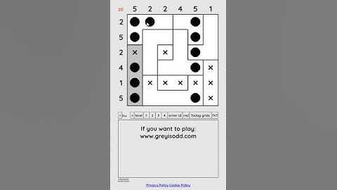 Grey is Odd - Today grids. Solution level 1 6X6 dated 03-29-2024