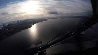 Q400 Snowed landscape approach into Belfast City Airport (BHD/EGAC)