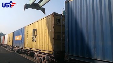 Loading And Unloading of Containers on a Freight Train at Railway Yard