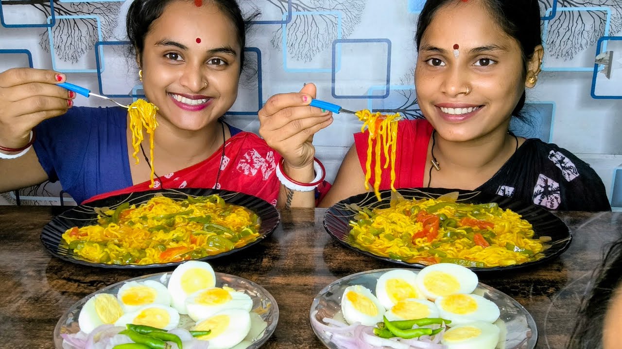 ♥️Mukbang eating vegetable Maggi and wild egg delicious food mukhbang eating show🥵🥵