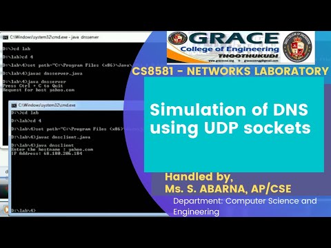 GRACE COE-CSE-CS8581-Networks Laboratory-Ex4-Simulation of DNS using UDP sockets