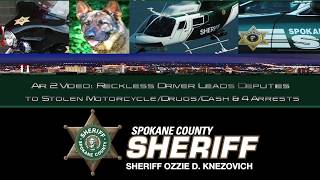 Air 2 Video: Reckless Driver Leads Deputies to Stolen Motorcycle/Drugs/Cash & 4 Arrests