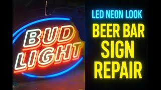 Neon Style Bud Light Bar Advertisement Sign Repair