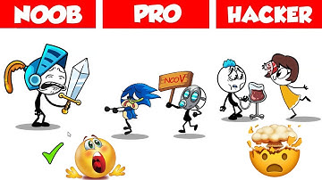 NOOB vs PRO vs HACKER - Troll Master - Draw One Part - Gameplay Part 1 All Levels (Ikko Fire Game)