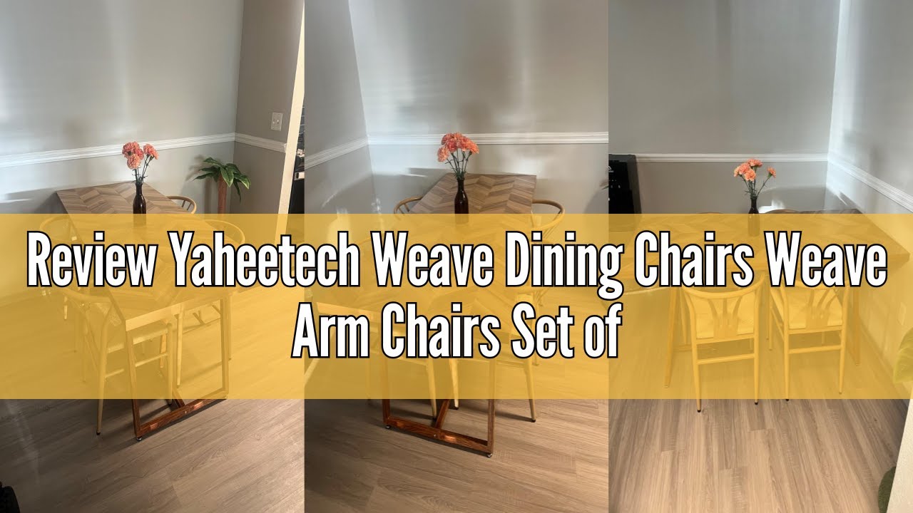Review Yaheetech Weave Dining Chairs Weave Arm Chairs Set of 4 Mid-Century Modern Chair Dining Room