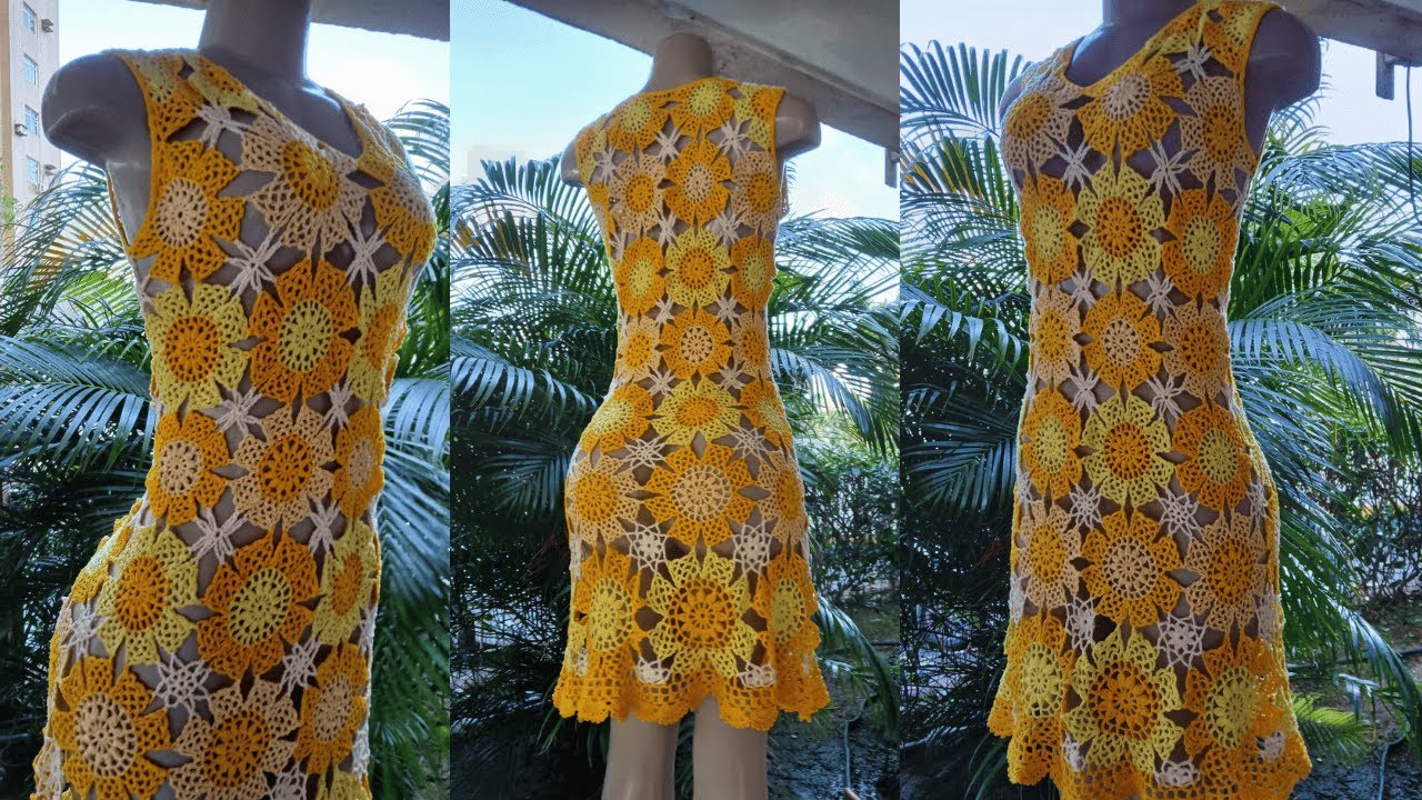 Acabamento do vestido Primavera #crochefacil #mandala #redondo #auladecroche #crocheparainiciantes
