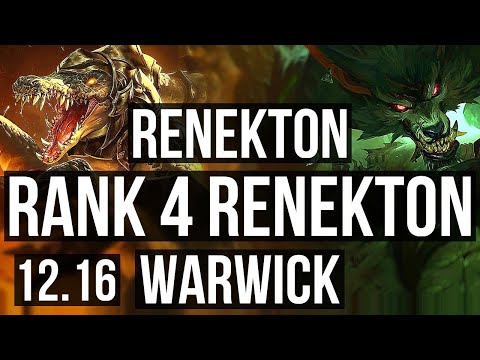 RENEKTON vs WARWICK (TOP) | Rank 4 Renekton, 5/1/1, Rank 23 | KR Challenger | 12.16