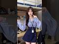 china bonita bailando en minifalda azul marino #asiatica #china