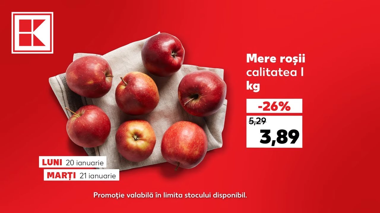 Oferta Kaufland din 20-21 ianuarie: mere roșii, iaurt și apă 