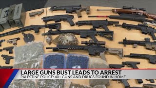 Palestine man arrested after 40 firearms discovered in home vehicle