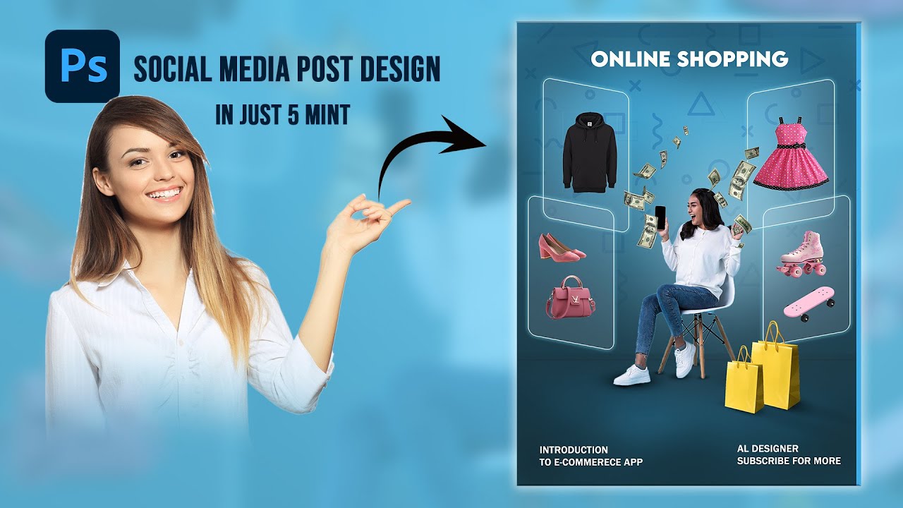 Online shopping social media post design in photoshop quick and easy design.