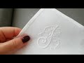 Embroidery: monogram " F" // Вышивка монограммы " F" на карманном платочке