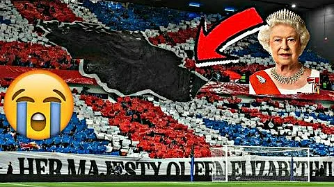 Rangers-fans tifo Honoring Queen Elizabeth II sing...