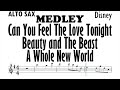 Medley alto sax can you feel the love tonight beauty and the beast a whole new world sheet partitura