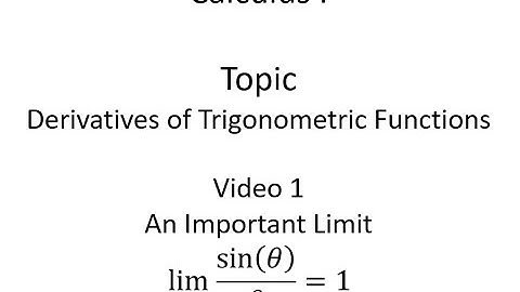 An Important Limit: Limit as Theta Goes to 0 of sin(theta)/theta = 1
