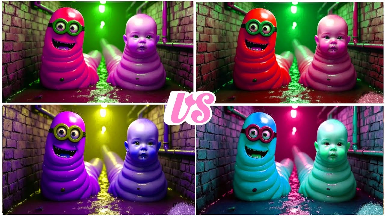 Minion Worm Baby Worm in RED BLUE YELLOW GREEN COLOR.