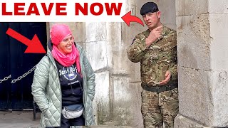 RUDE LADY Told to Leave by Army Officer and Armed Police