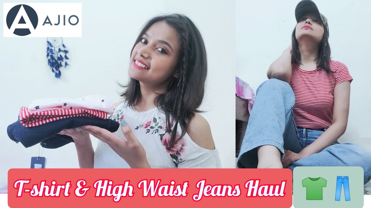 Ajio Tops and Jeans Haul | High Rise Ajio Jeans Haul | Tshirt Try On Under Rs. 300