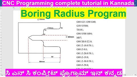 #31 CNC Programming complete tutorial in Kannada/Boring Program in Kannada/Boring Radius Program