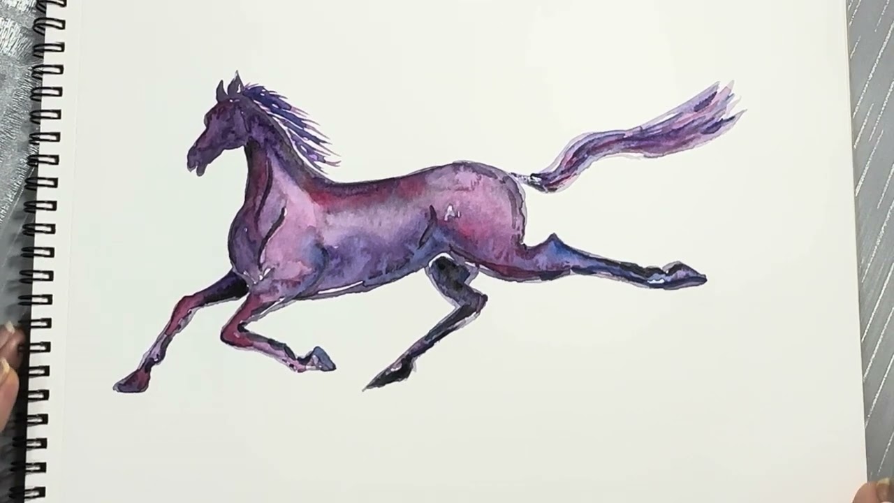 Horse painting-#stepbystep #Watercolor painting with single brush #howtopaint #painting #easy 
