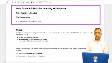 Python Pandas Tutorial - The Pandas Series:  Data Science and Machine Learning with Python
