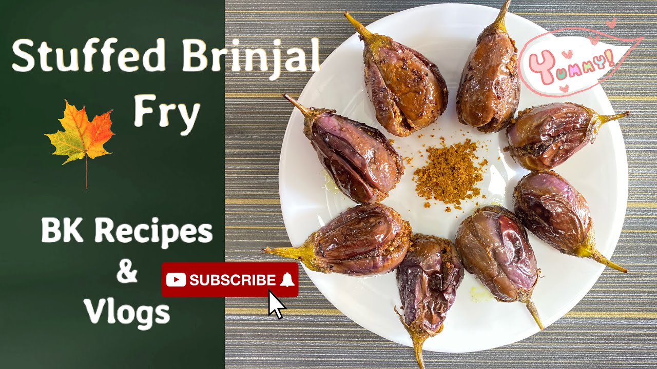 Stuffed Brinjal Fry Eggplant Fry Andhra style Stuffed eggplant fry