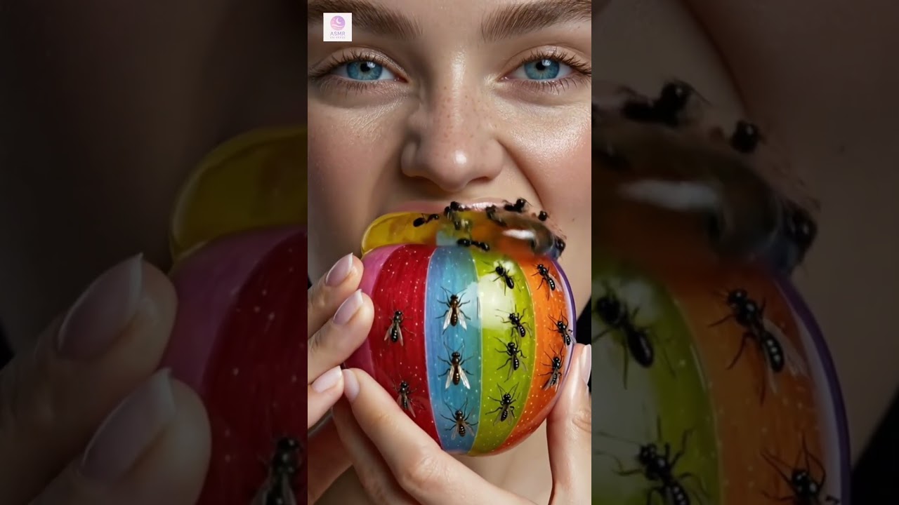 Ем яркое сладкое яблоко в желе с муравьями 🐜🍎 