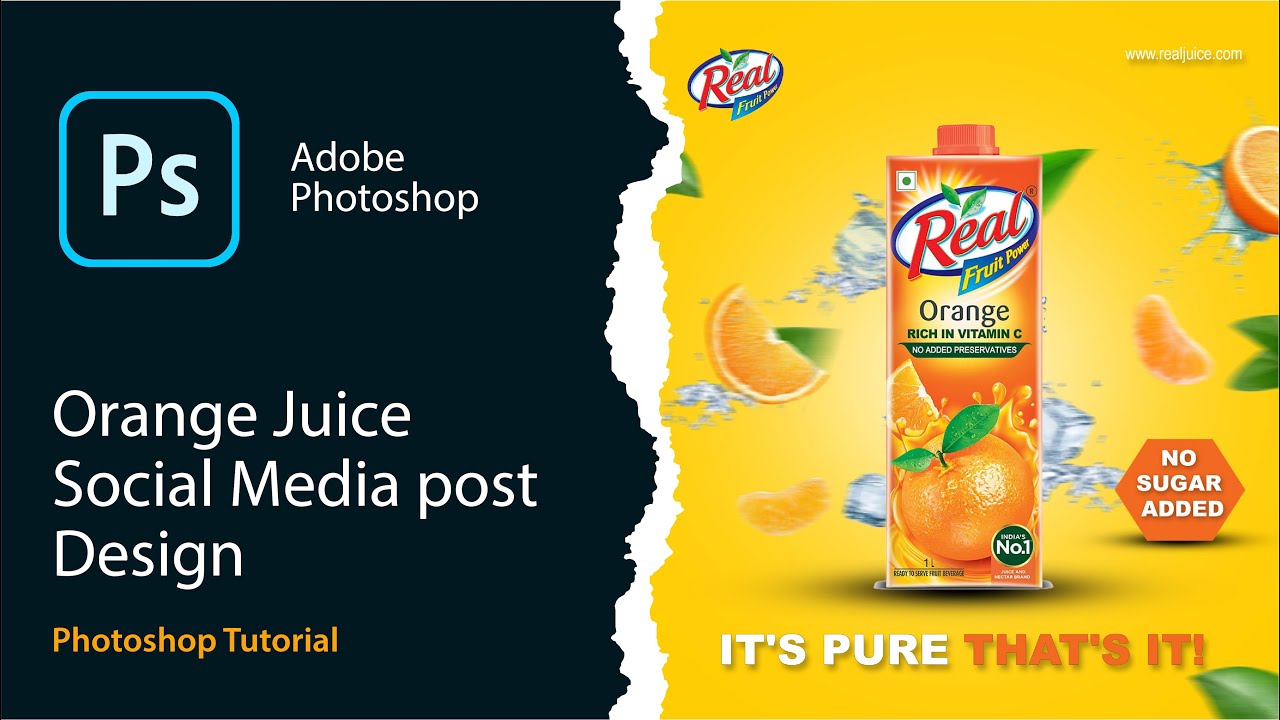 Real Orange Juice Post Design  in Adobe Photoshop | 