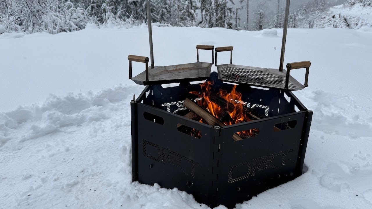 Winter Campfire Cooking! Easy Setup of the Road Grill in the Snow