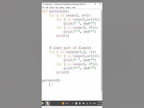 Diamond Pattern in Python Using For Loop | Python Pattern Programs ...