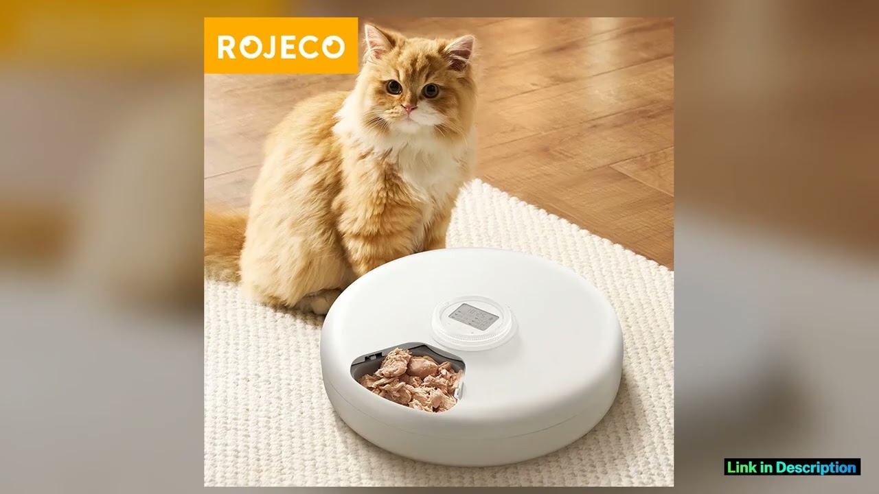 ROJECO Automatic Pet Feeder Wet Dry Food Dispenser 6 Meals Wireless Smart Cat Feeder Kibble
