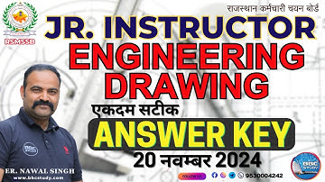 RSMSSB Junior Instructor Engineering Drawing  Answer Key 2024 II Rajasthan ITI Instructor ED Paper