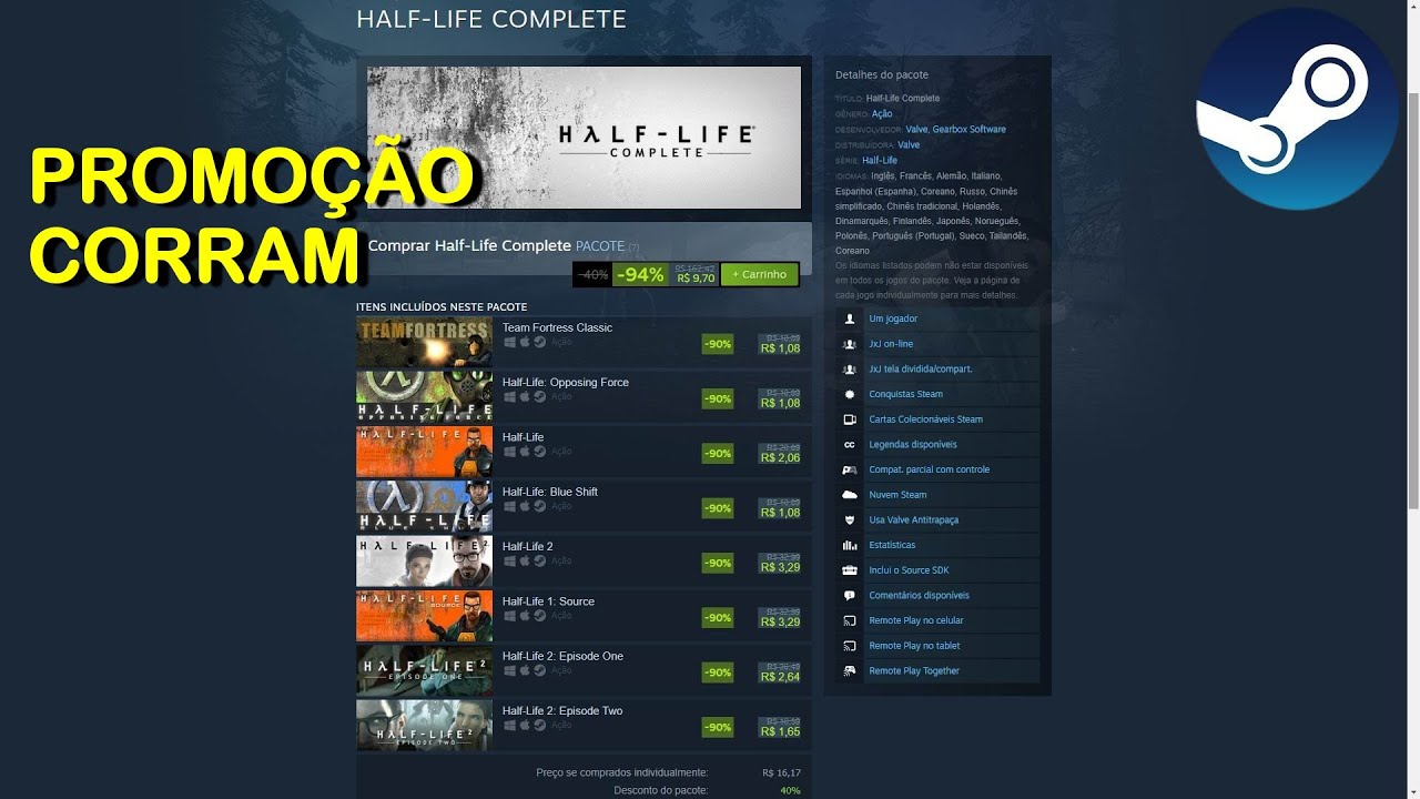 Corra: Half-Life está de graça por tempo limitado no Steam