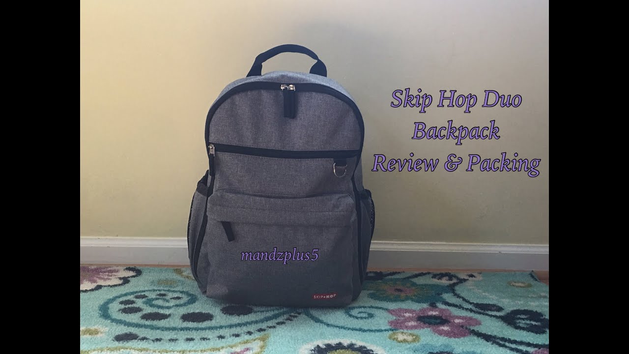 skip hop duo diaper backpack grey melange