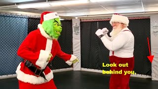 Santa Vs Grinch MMA Getting ready for pics with Sensei Santa at Martial Arts and more