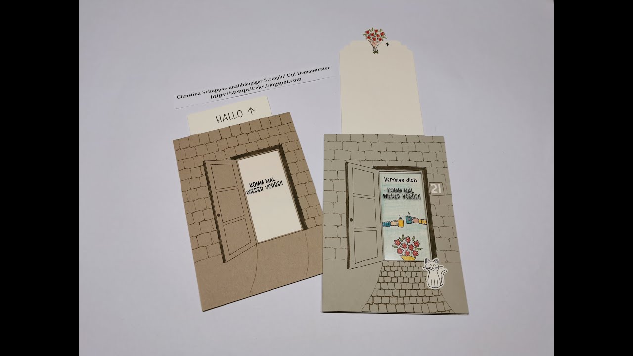 Tutorial Magische Zauberkarte - Magic Slider Card mit dem Stempelset Willkommen und Stanzformen.