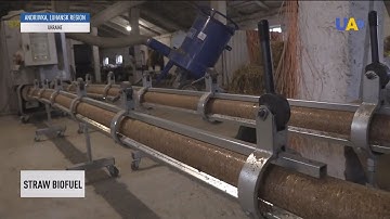 Bio fuel made of straw. A farmer from eastern Ukraine earns money by processing the straw remains